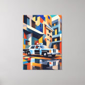 Politieauto kubisme canvas afdruk (Voorkant)