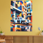 Politieauto kubisme canvas afdruk (Insitu (Woonkamer))