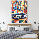 Politieauto kubist Canvas Print (Insitu (Slaapkamer))