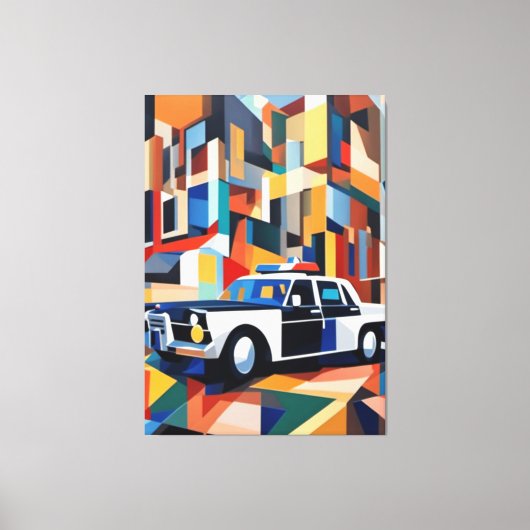 Politieauto kubist Canvas Print (Voorkant)