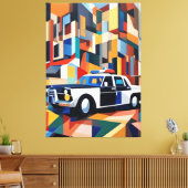 Politieauto kubist Canvas Print (Insitu (Woonkamer))