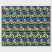 Politieauto met gele tape cadeaupapier (Vlak)