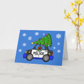 Politieauto met Wenskaart met kerstbomen Kaart (Gele Bloem)