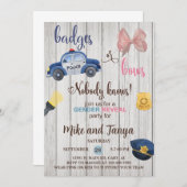 Politieauto of Bows onthullen genderuitnodiging. Kaart (Voorkant / Achterkant)