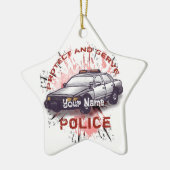 Politieauto-ornament Keramisch Ornament (Links)