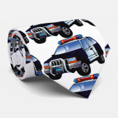 Politieauto Patroon in Blauw Wit Zwart kleur Stropdas (Opgerold)