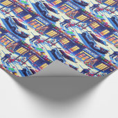 Politieauto Politieagent Kerstman en Kerstboom Cadeaupapier (Hoek)