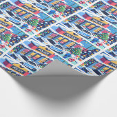 Politieauto Politieagent Kerstman en Kerstboom Cadeaupapier (Hoek)