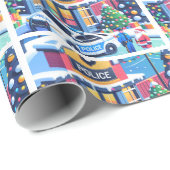 Politieauto Politieagent Kerstman en Kerstboom Cadeaupapier (Rol Hoek)