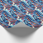 Politieauto Politieagent Kerstman en Kerstboom Cadeaupapier (Hoek)