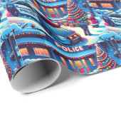 Politieauto Politieagent Kerstman en Kerstboom Cadeaupapier (Rol Hoek)