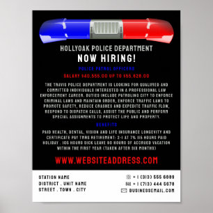 Politieauto Siren, politiefunctionaris, aanwerving Poster