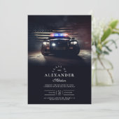 Politieauto steekt Afstuderen Amerikaanse vlag aan Kaart (Staand voorkant)