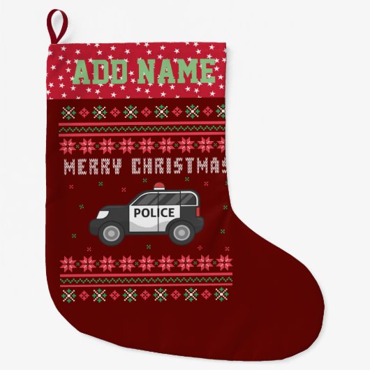 Politieauto Ugly KerstSweater Grote Kerstsok (Voorkant)