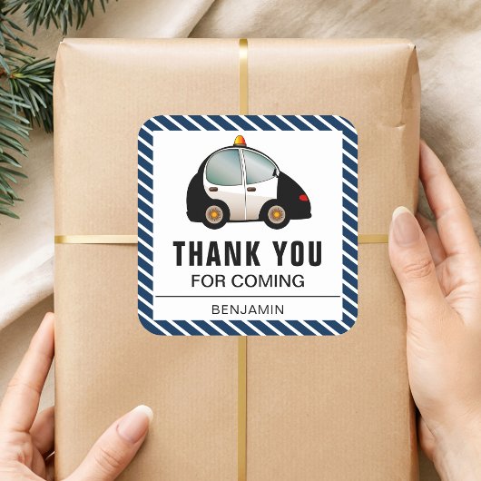 Politieauto Verjaardagsfeestje Favor Sticker