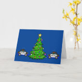 Politieauto's rond het Wenskaart met kerstbomen Kaart (Gele Bloem)