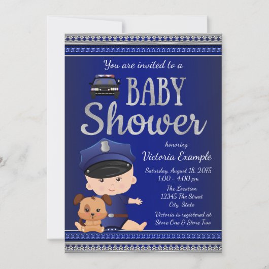 Politiebaby Shower Uitnodigingen (Voorkant)