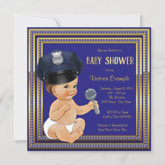 Politiebaby Shower Uitnodigingen (Voorkant)