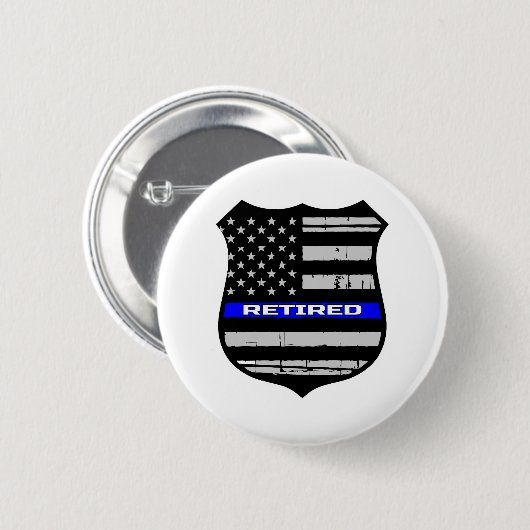 Politiebadge blauwe lijn in ruste ronde button 5,7 cm (Voorkant /achterkant)