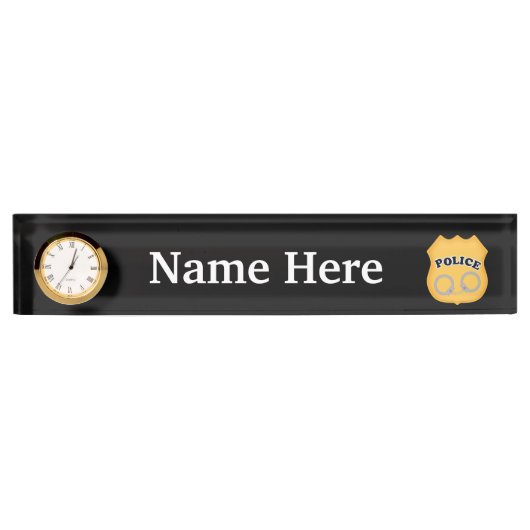 Politiebadge en manchetten toevoegen naambord (Voorkant)