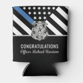 Politiebadge Thin Blue Line Academy Afstuderen Blikjeskoeler (Voorkant)