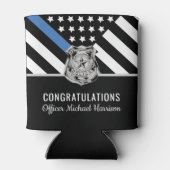 Politiebadge Thin Blue Line Academy Afstuderen Blikjeskoeler (Achterkant)