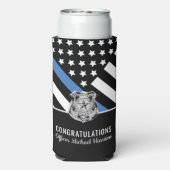 Politiebadge Thin Blue Line Academy Afstuderen Seltzer Blikjeskoeler (Seltzer Achterkant)