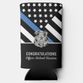 Politiebadge Thin Blue Line Academy Afstuderen Seltzer Blikjeskoeler (Achterkant)