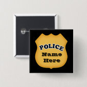 Politiebadge toevoegen naam knop vierkante button 5,1 cm (Voorkant /achterkant)
