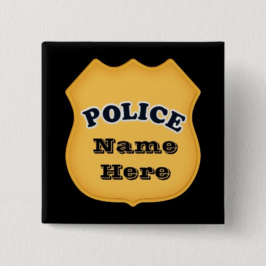 Politiebadge toevoegen naam knop vierkante button 5,1 cm (Voorkant)