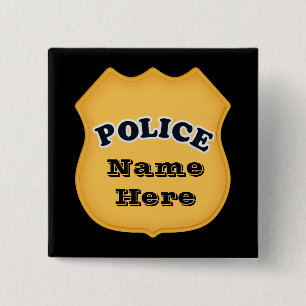 Politiebadge toevoegen naam knop vierkante button 5,1 cm