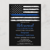 Politiebeambte Aangepast Thin Blue Line Retirement Aankondigingskaart (Voorkant)