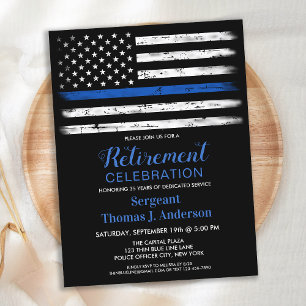 Politiebeambte Aangepast Thin Blue Line Retirement Aankondigingskaart