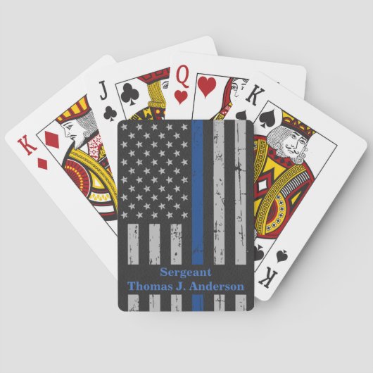 Politiebeambte Aangepersonaliseerde  Thin Blue Lin Pokerkaarten (Achterkant)