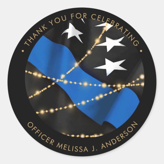 Politiebeambte Afstuderen dun blauw lijnvoordeel Ronde Sticker (Voorkant)