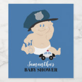 Politiebeambte Baby Cop Custom Baby shower Wijn Etiket (Enkel label)