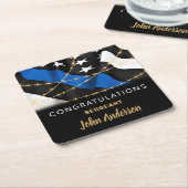 Politiebeambte Blauwe Goud Gefeliciteerd Kartonnen Onderzetters (Schuin)