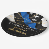 Politiebeambte Blauwe Goud Gefeliciteerd Papieren Bordje (Gekanteld)