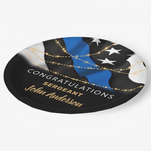 Politiebeambte Blauwe Goud Gefeliciteerd Papieren Bordje (Gekanteld)