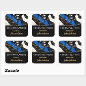 Politiebeambte Blauwe Goud Gefeliciteerd Vierkante Sticker (Vel)