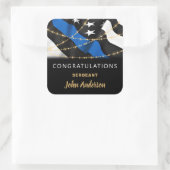 Politiebeambte Blauwe Goud Gefeliciteerd Vierkante Sticker (Tas)