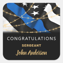 Politiebeambte Blauwe Goud Gefeliciteerd Vierkante Sticker