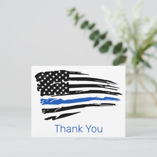 Politiebeambte Blauwe Lijn Handhaving Dank u wel Briefkaart (Staand voorkant)