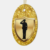 Politiebeambte die kerstversiering begroet keramisch ornament (Links)