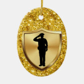 Politiebeambte die kerstversiering begroet keramisch ornament (Voorkant)