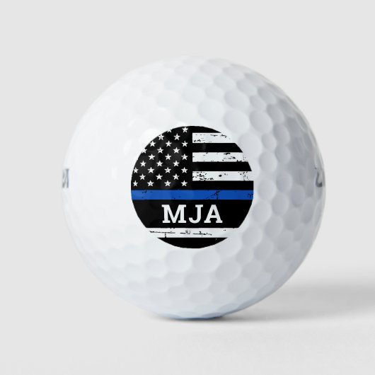 Politiebeambte Douane Monogram Thin Blue Line Golfballen (Voorkant)