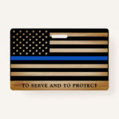 Politiebeambte gepersonaliseerde dun blauwe lijn badge (Achterkant)