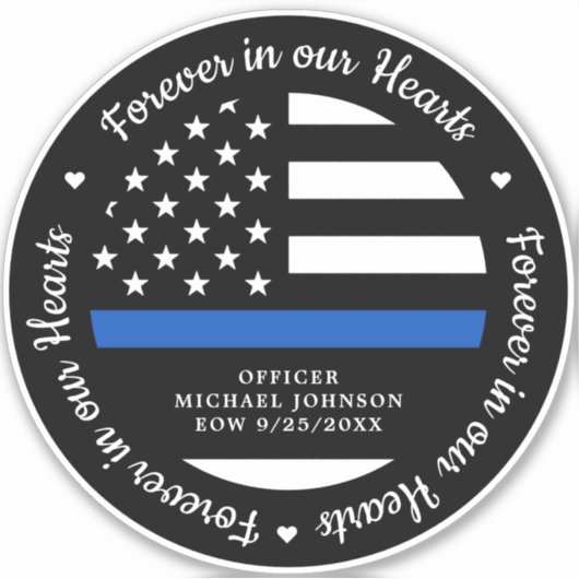Politiebeambte herdenken in onze hartsauto sticker (Voorkant)