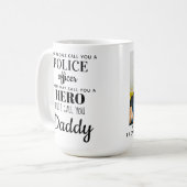 Politiebeambte Hero Dad Day Foto Koffiemok (Voorkant links)