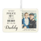 Politiebeambte Hero Dad Day Foto Luchtverfrisser (Achterkant)